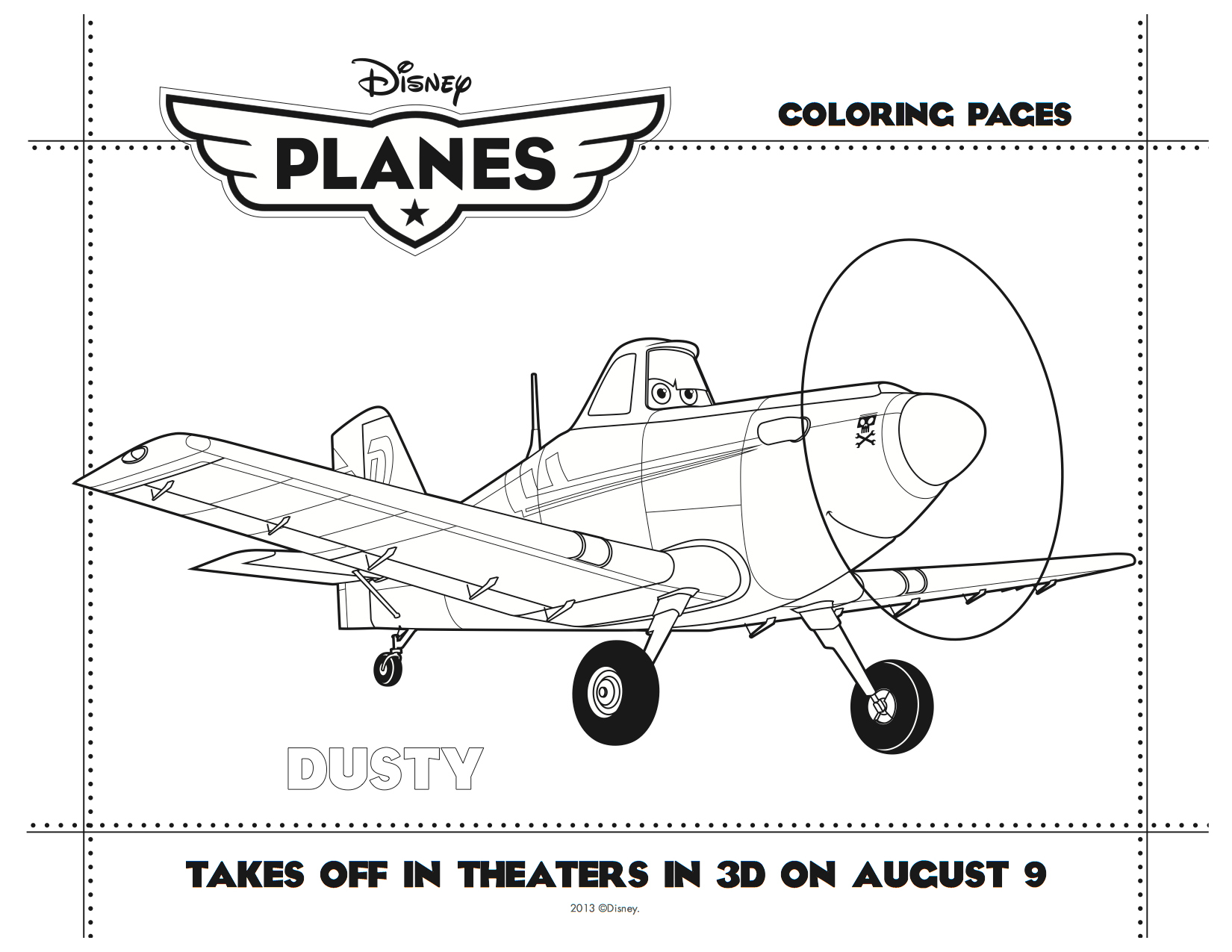 Disney planes printable dusty coloring sheet