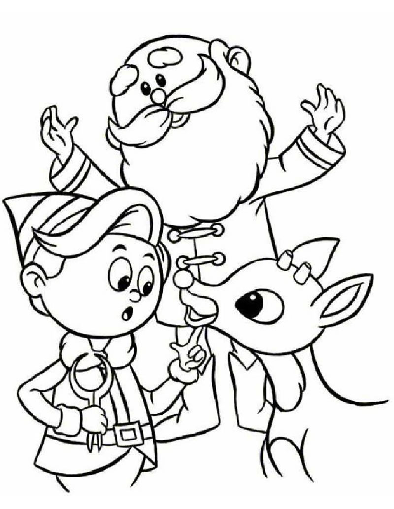 Rudolph santa claus and hermey the elf coloring pages
