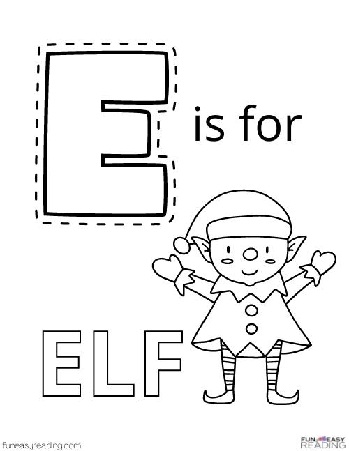 Free letter e coloring pages for preschoolers