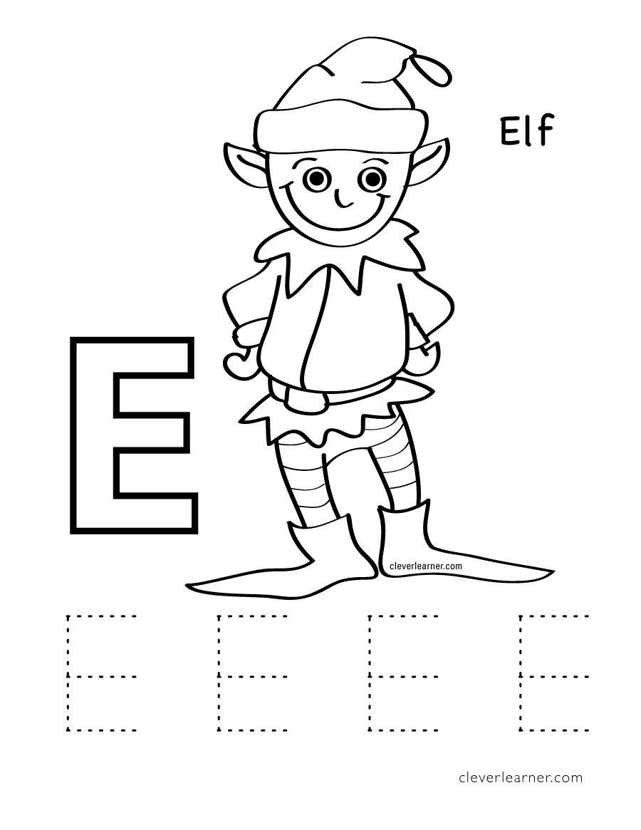E is for elf preschool worksheet letter e worksheets preschool coloring pages preschool letters