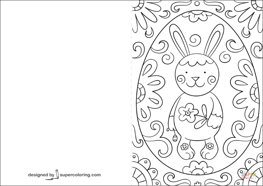 Easter doodle card with bunny coloring page free printable coloring pages