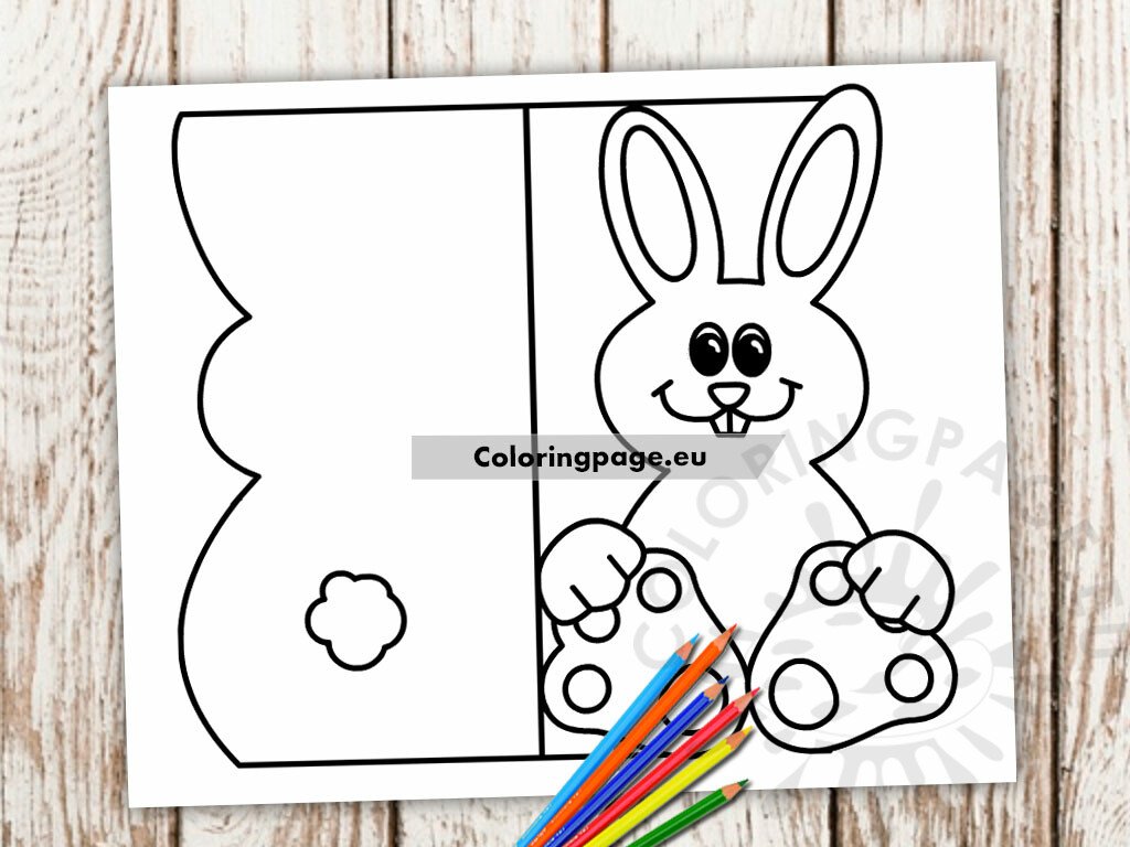 Coloring easter card bunny coloring page