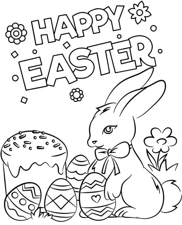Adorable easter card coloring page