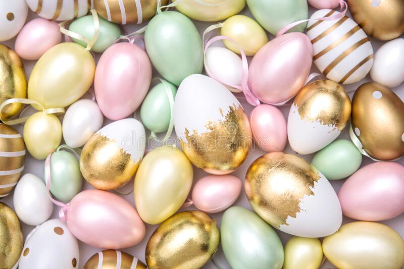 Pastel easter eggs stock photos