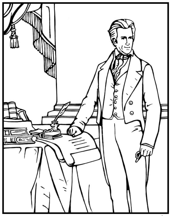 Andrew jackson coloring page purple kitty