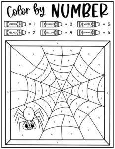 Free halloween color by numbers pages