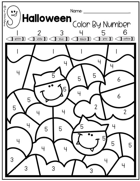 Free halloween color by number printables