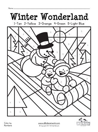Winter color by numbers coloring page winter preschool christmas worksheets free printable christmas worksheets