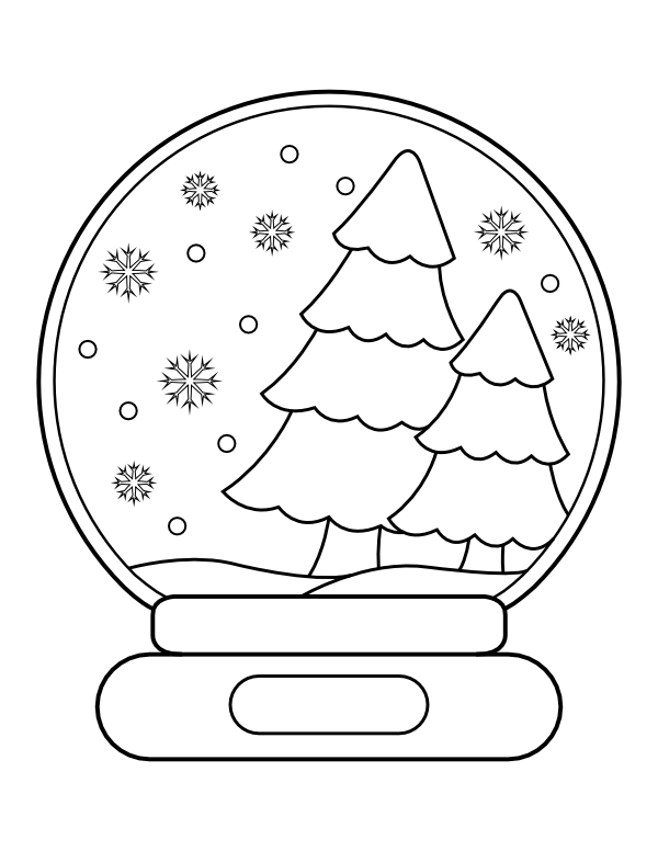 Printable winter snow globe coloring page