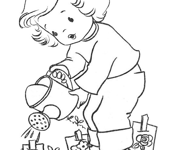 Free easy to print garden coloring pages