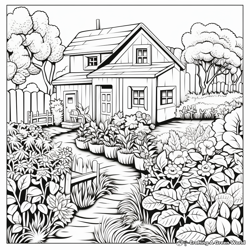 Garden for adults coloring pages