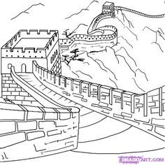 Great wall of china easy drawing great wall of china chinese drawings easy drawings