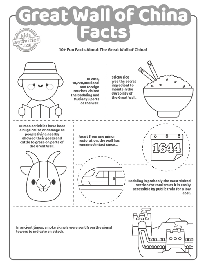 Facts about the great wall of china coloring pages kids activities blog