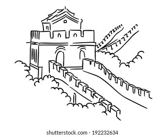 Great wall china travel journey industry stock illustration