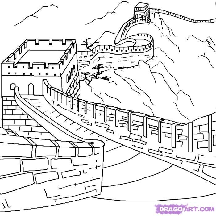 Great wall of china easy drawing sketch template great wall of china chinese drawings easy drawings