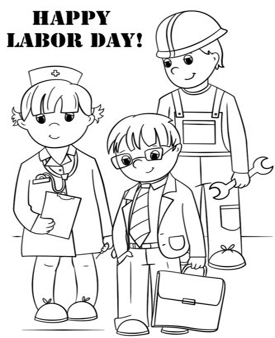 Free easy to print labor day coloring pages