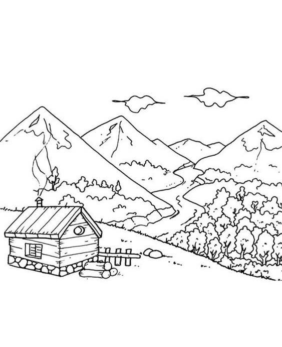 Free easy to print landscape coloring pages utulamama