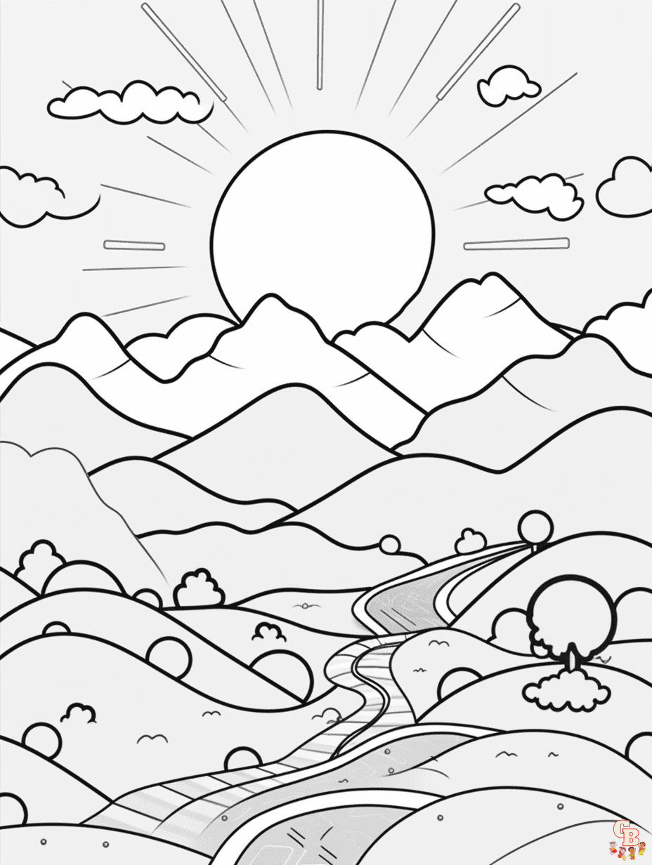 Printable landscape coloring pages for kids