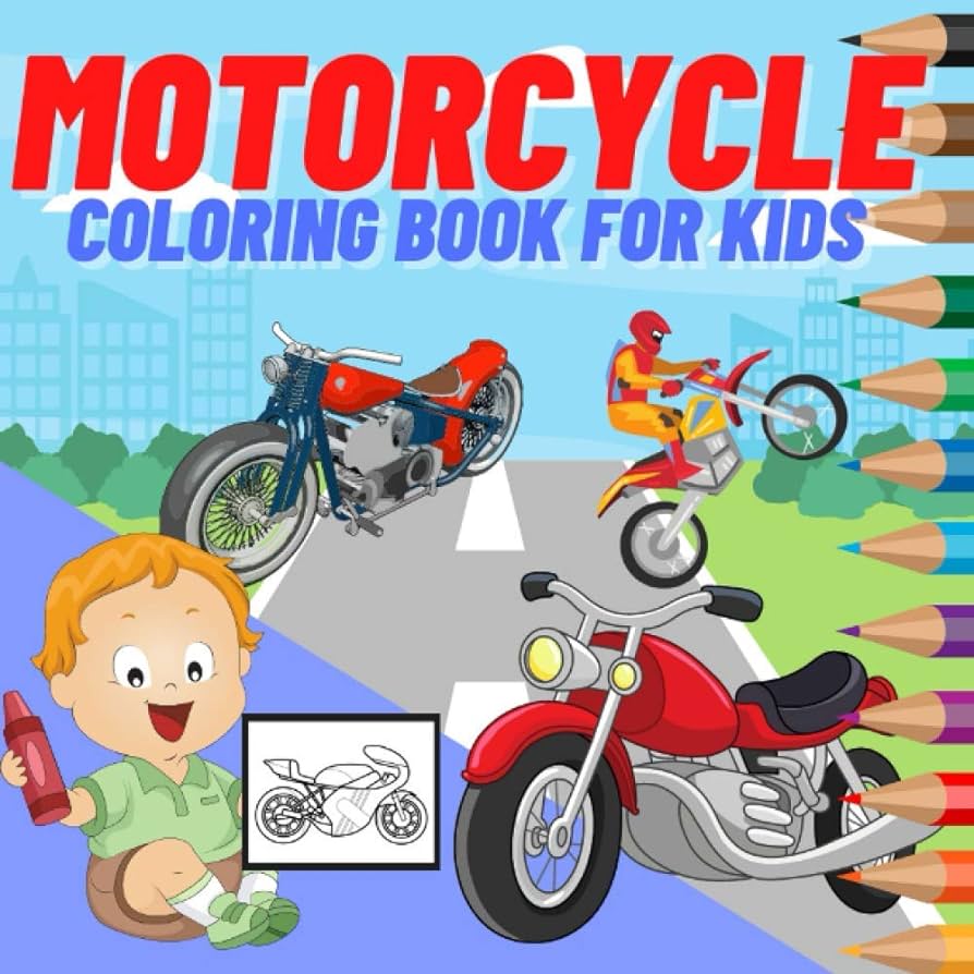 Motorcycle coloring book for kids easy coloring pages for toddlers and preschoolers and motorcycle lovers labs funny books