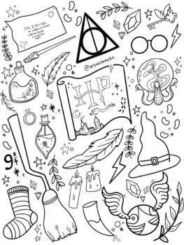 Harry potter coloring sheet by artwithmissko tpt