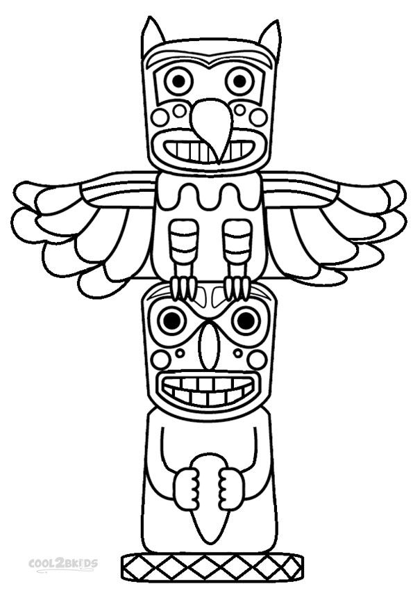 Printable totem pole coloring pages for kids native american totem native american totem poles totem pole drawing