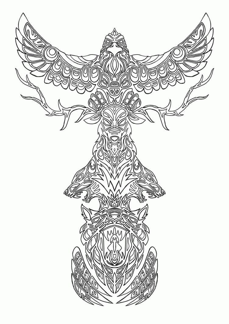 Amazing totem pole coloring page