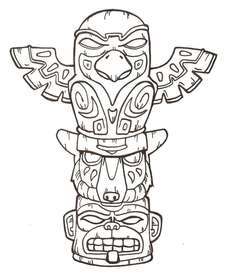 Free printable totem pole coloring pages for kids totem pole drawing native american totem totem pole art