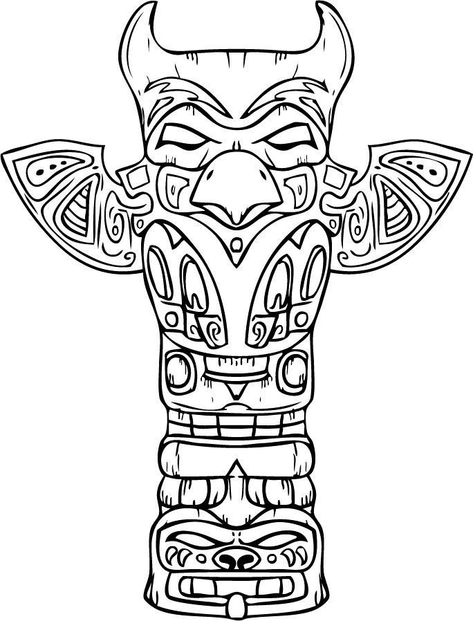 Free printable totem pole coloring pages for kids native american totem tiki totem totem pole