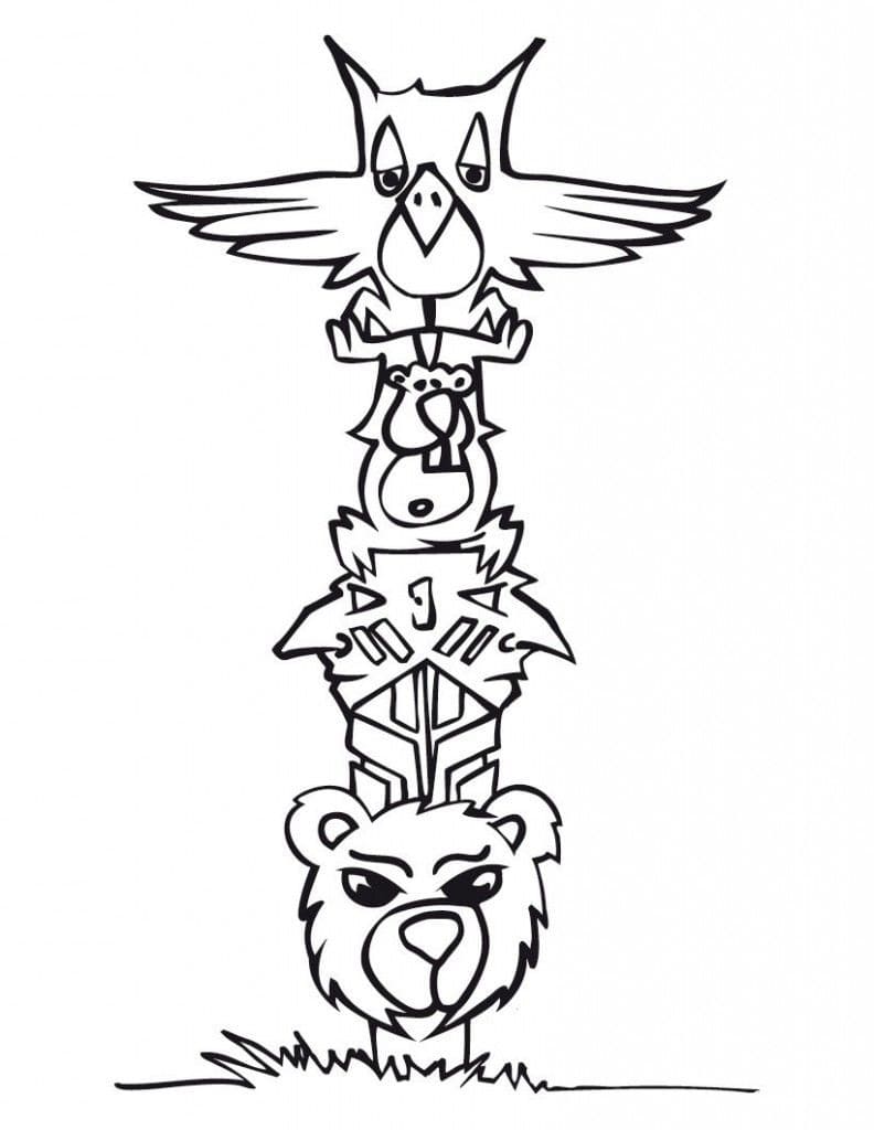 Totem pole animals coloring page