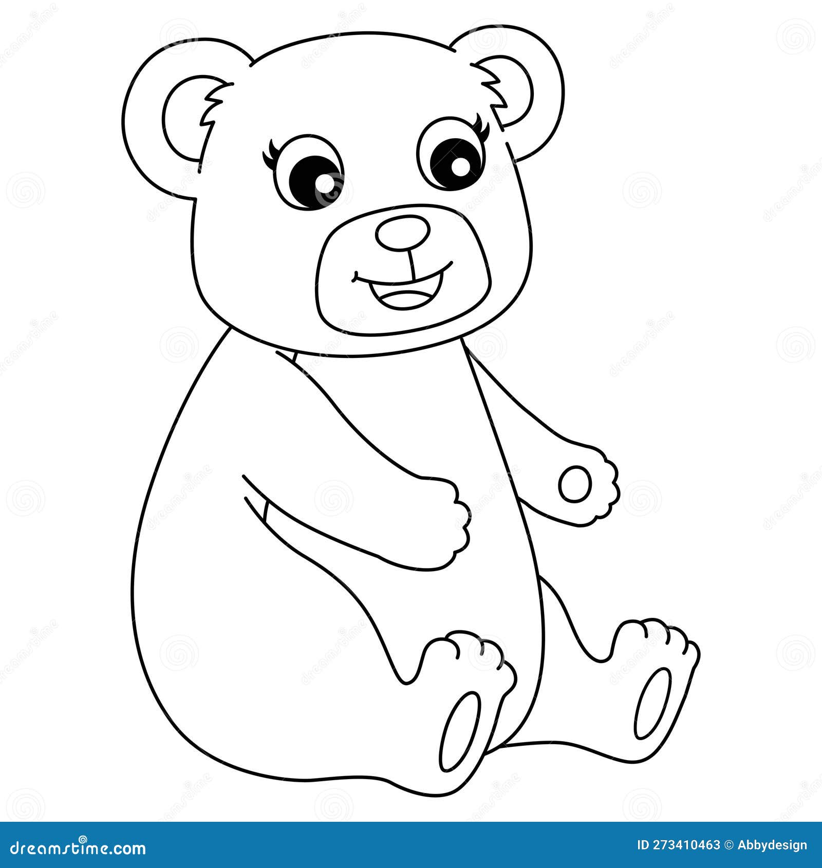 Sitting teddy bear isolated coloring page for kids stock vector