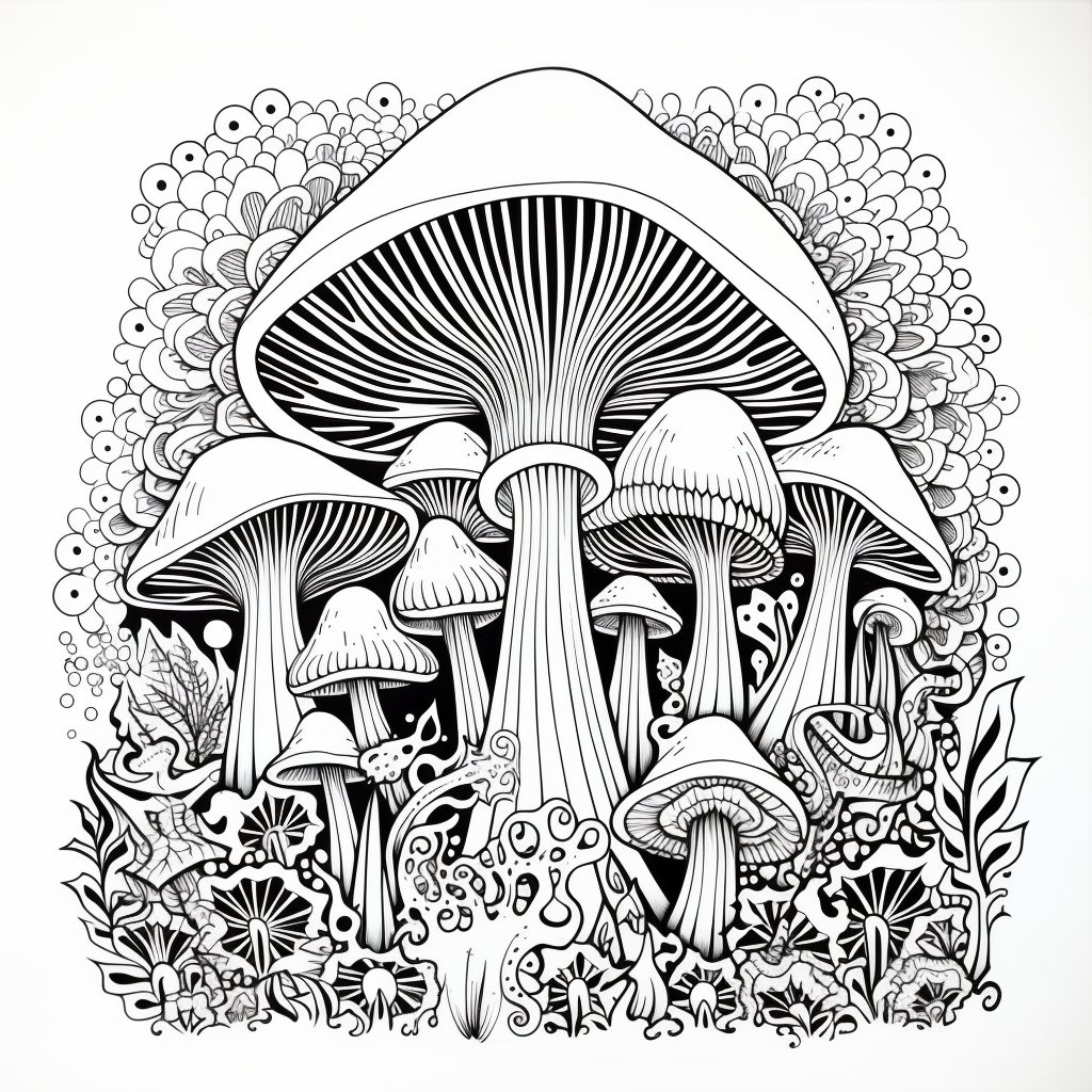 Easy trippy mushroom coloring pages