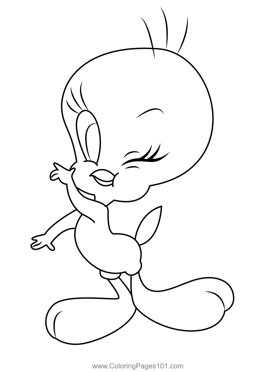 Pretty tweety bird coloring page for kids