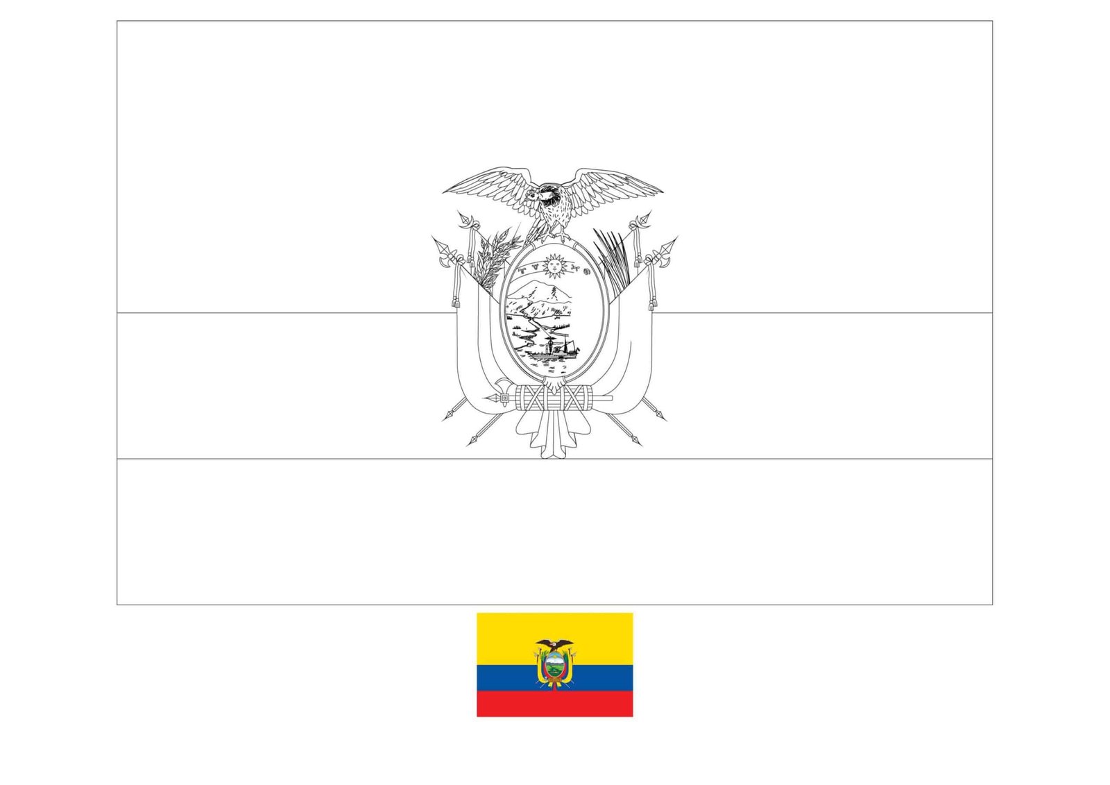 Flag of ecuador coloring page