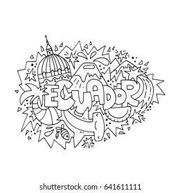 Ecuador concept adult coloring book hand stock vector royalty free