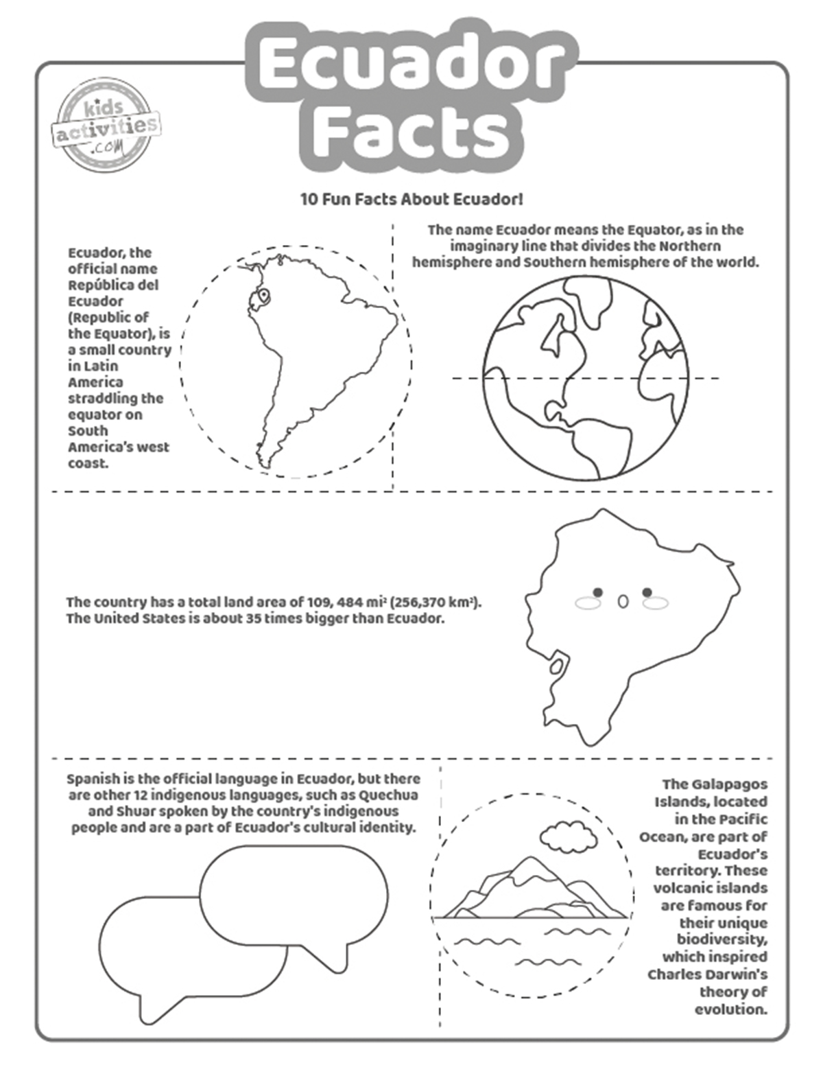 Cool ecuador facts coloring pages kids activities blog