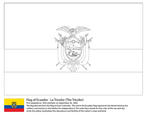 Ecuador flag coloring page free printable coloring pages
