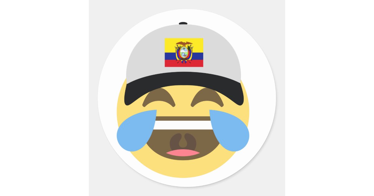 Ecuador hat laughing emoji classic round sticker