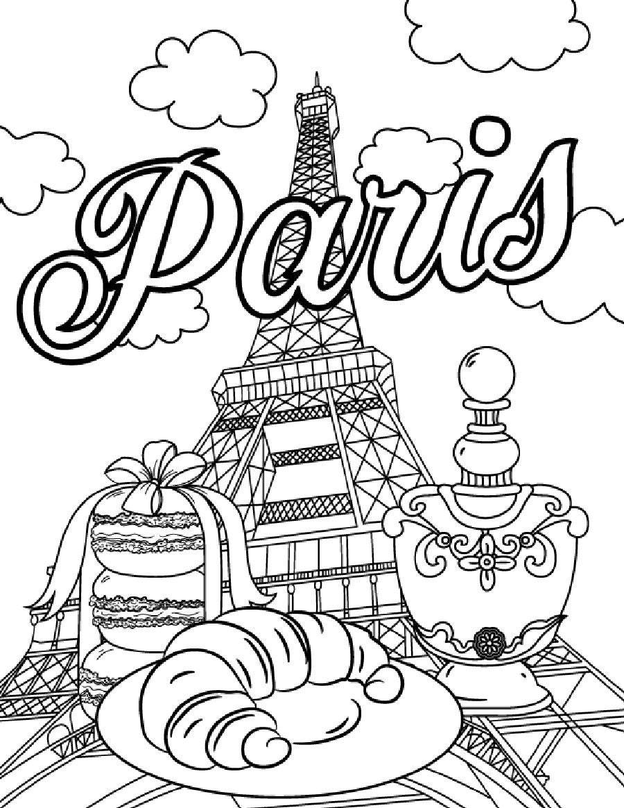 Paris eiffel tower coloring pagecoloring sheetcoloring for adultsinstant downloadpdf travel coloring pageeiffel tower illustration