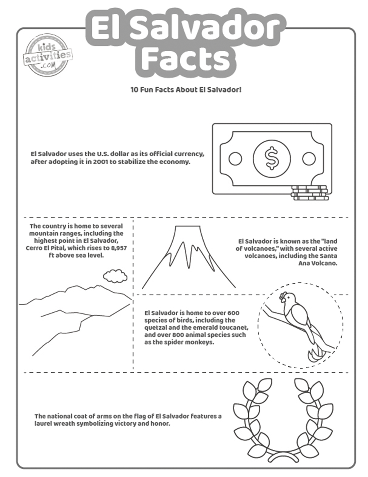 Printable el salvador facts for kids kids activities blog