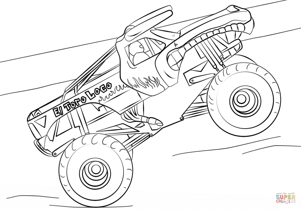 El toro loco monster truck coloring page free printable coloring pages