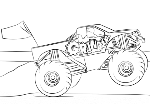 Grinder monster truck coloring page free printable coloring pages