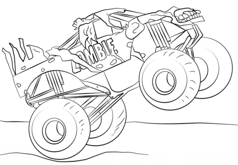 Zombie monster truck coloring page free printable coloring pages