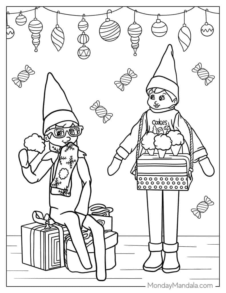 Elf on the shelf coloring pages free pdf printables