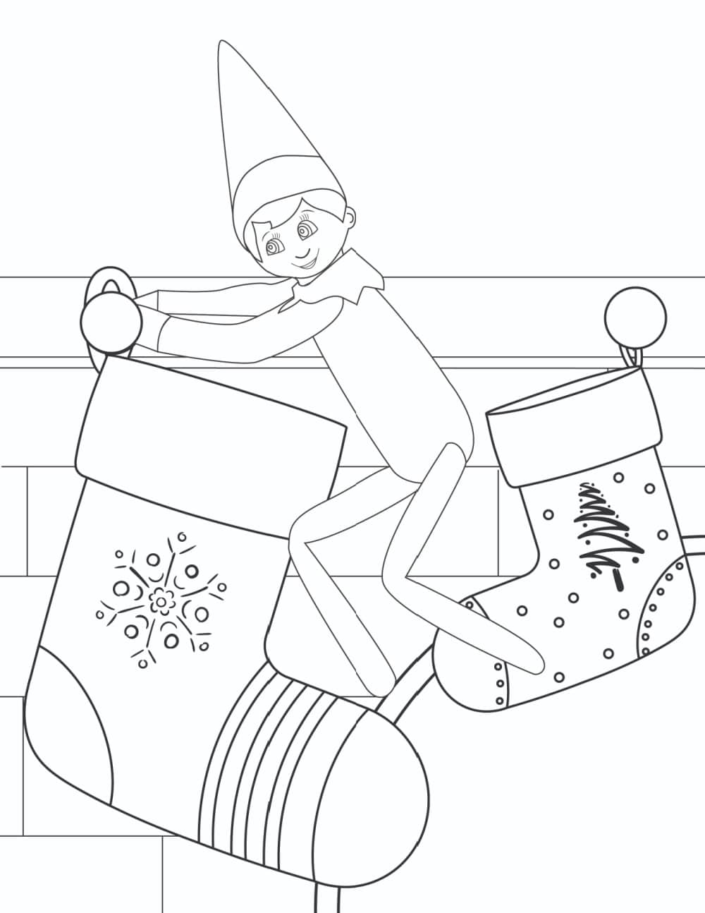 Printable elf on the shelf coloring pages