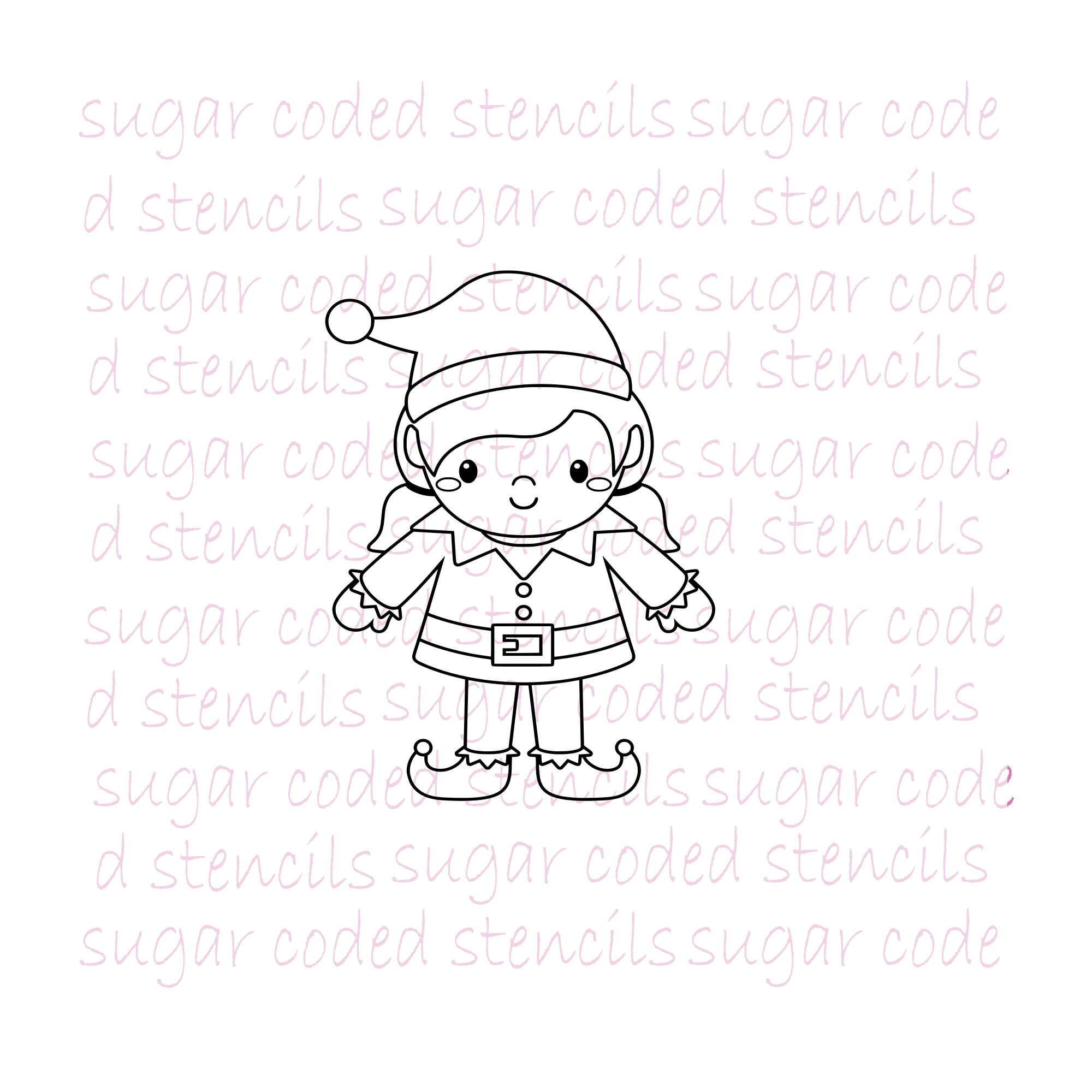 Christmas elf girl pyo silk screen cookie stencil