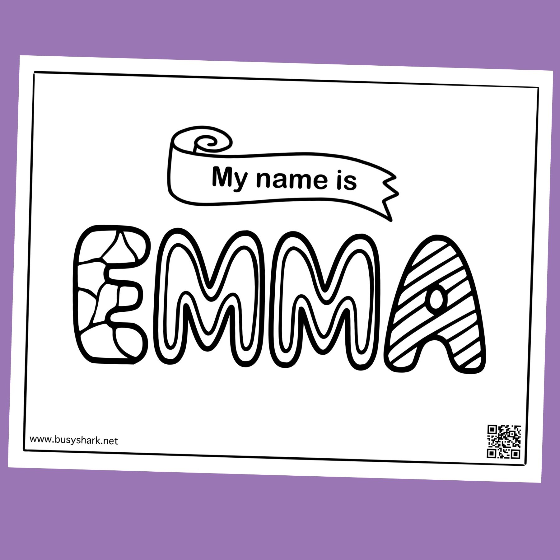 Free name emma coloring page