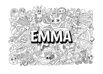 Premium vector name doodle hand drawn art for emma