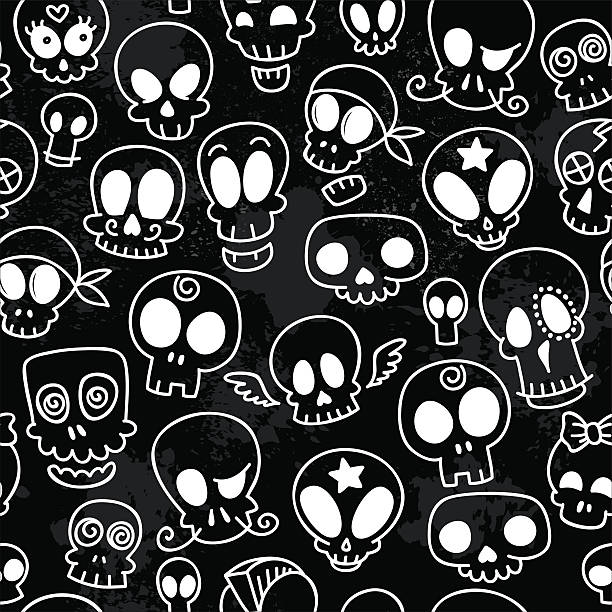 Cute skulls pattern stock illustration