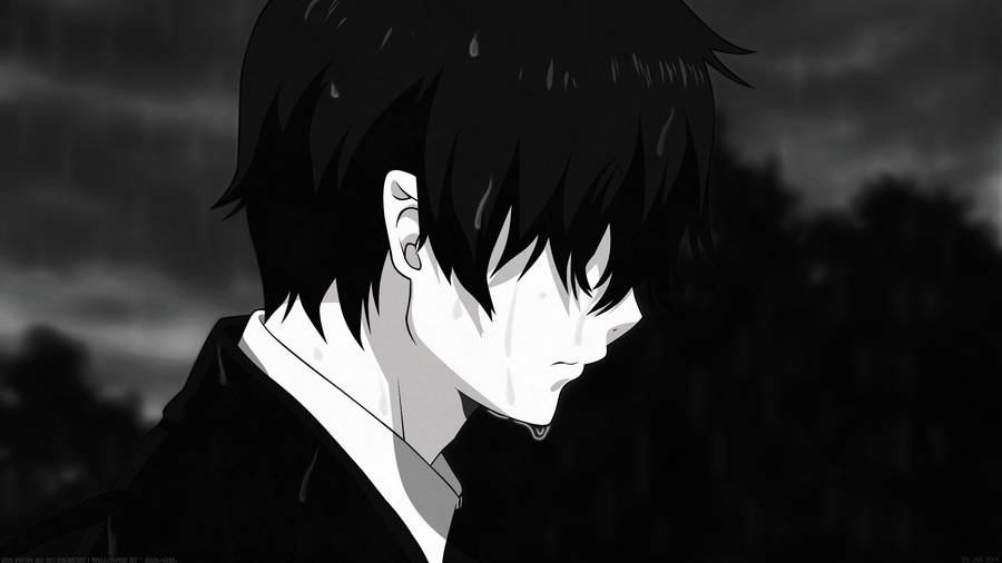 Download sad boy dark anime aesthetic desktop wallpaper