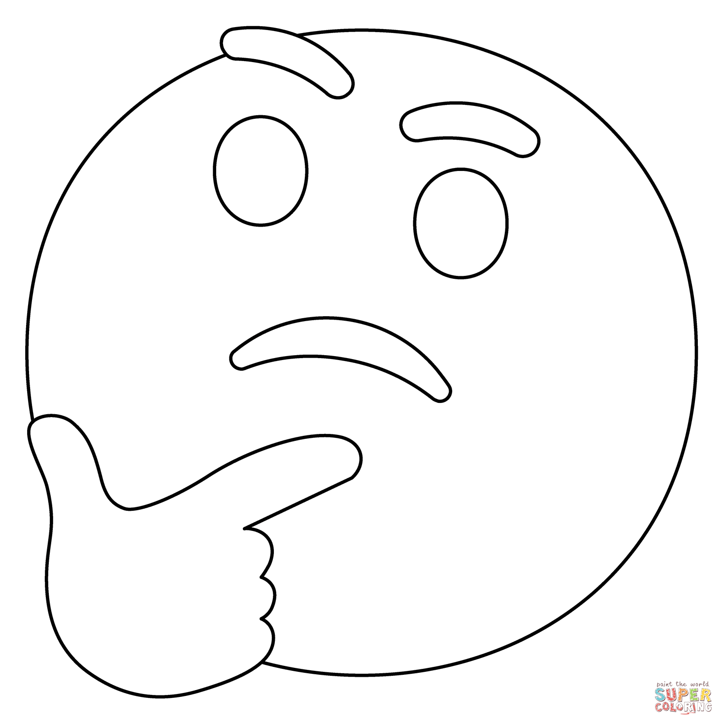 Thinking face emoji coloring page free printable coloring pages